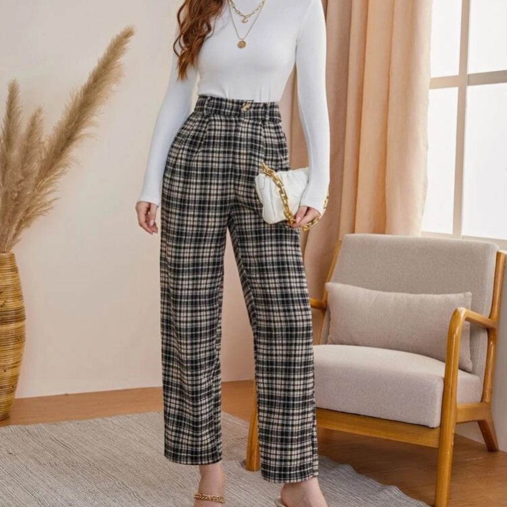 Plaid Print Pants